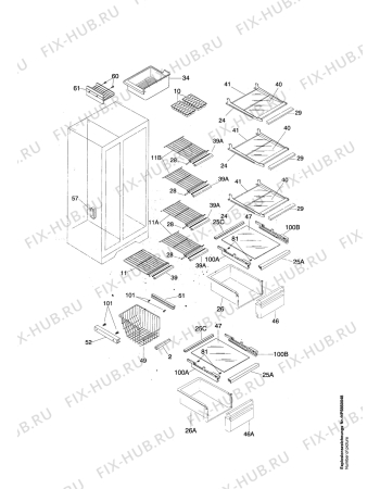 Взрыв-схема холодильника Aeg MTRS225NGW - Схема узла Internal parts