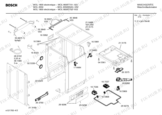 Схема №1 WOL2050SN WOL2050 с изображением Таблица программ для стиралки Bosch 00526969