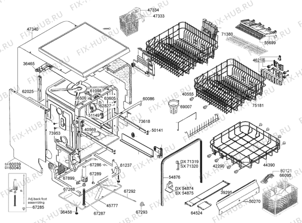 Взрыв-схема посудомоечной машины Gorenje GV63321 (185443, PMS60I) - Схема узла 04