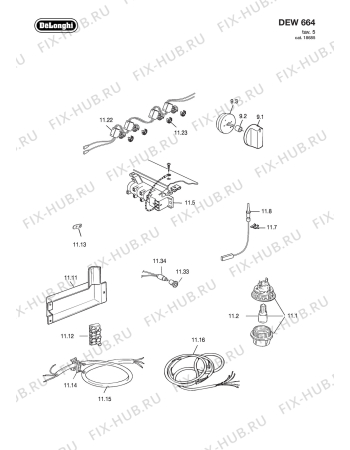 Взрыв-схема плиты (духовки) DELONGHI DEW664 - Схема узла 10
