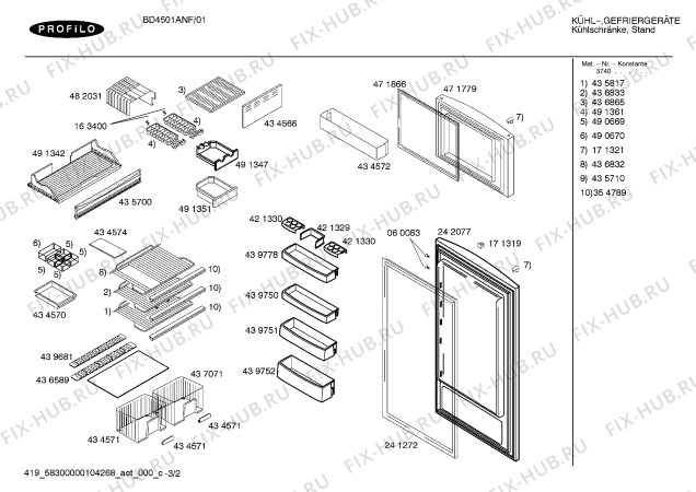 Взрыв-схема холодильника Profilo BD4501ANF - Схема узла 02