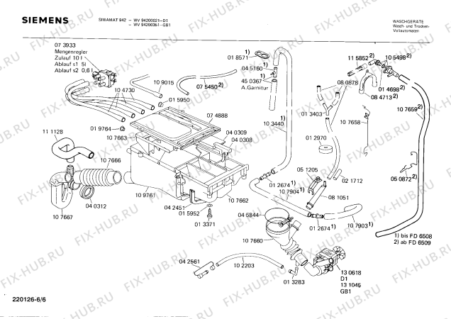 Взрыв-схема стиральной машины Siemens WV94200351 SIWAMAT 942 - Схема узла 06