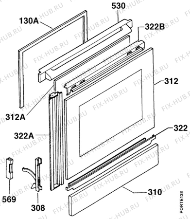 Взрыв-схема плиты (духовки) Zanussi ZC6330W1 - Схема узла Door 003