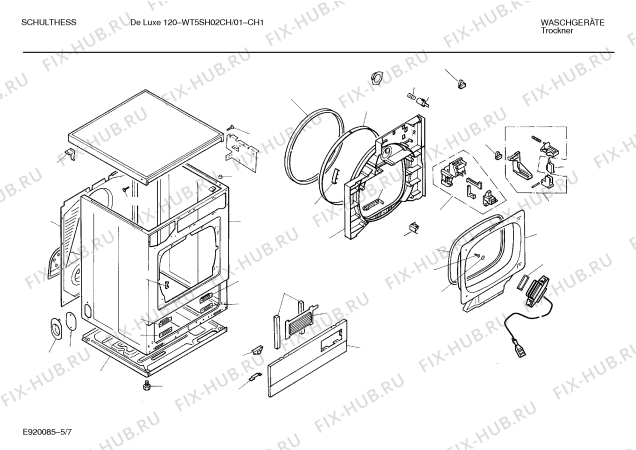 Схема №1 WT5SH02CH SCHULTHESS DELUXE 120 с изображением Панель для электросушки Bosch 00278396