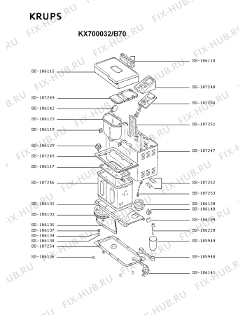 Схема №1 KX700000/B71 с изображением Часть корпуса для хлебопечи Krups SS-186133