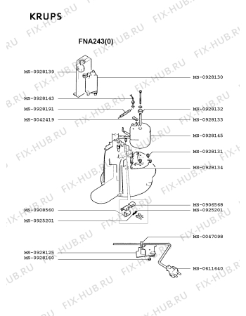 Взрыв-схема кофеварки (кофемашины) Krups FNA243(0) - Схема узла XP002602.5P3