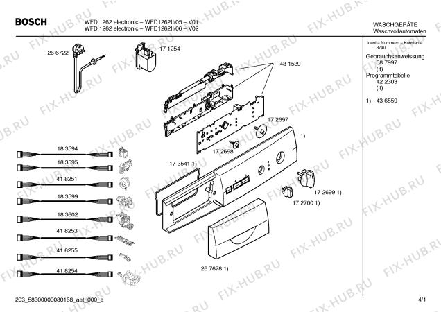 Схема №2 WFD1262II WFD 1262 TuAA с изображением Таблица программ для стиральной машины Bosch 00422303