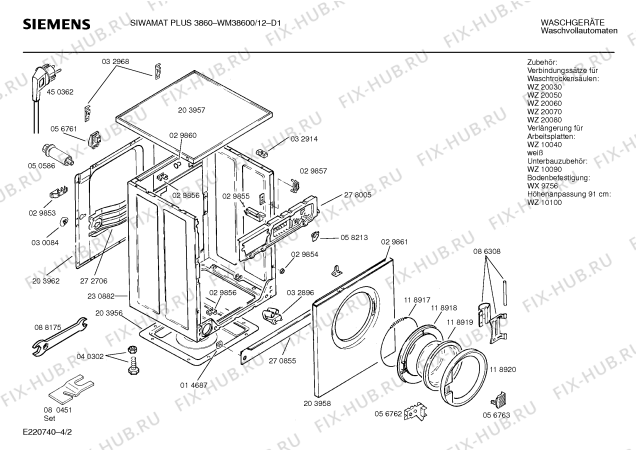 Схема №2 WM38600 SIWAMAT PLUS 3860 с изображением Панель управления для стиральной машины Siemens 00273955