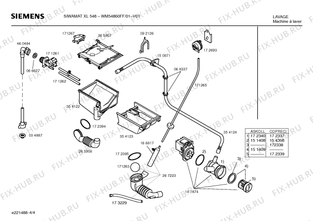 Взрыв-схема стиральной машины Siemens WM54860FF SIWAMAT XL548 - Схема узла 04