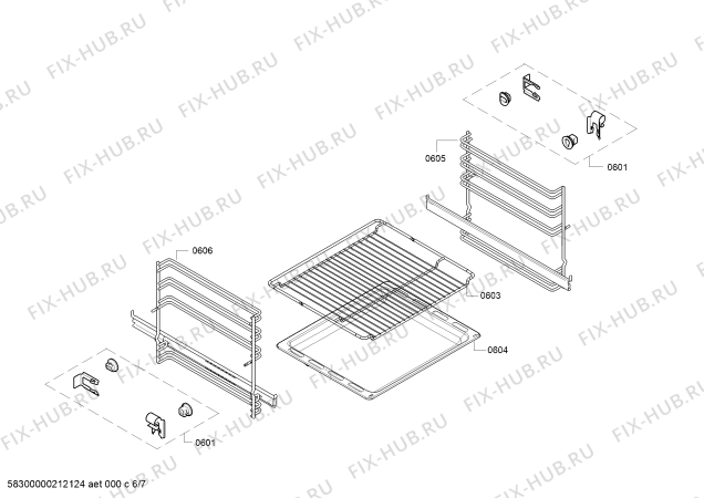 Взрыв-схема плиты (духовки) Bosch HXN391H20N - Схема узла 06