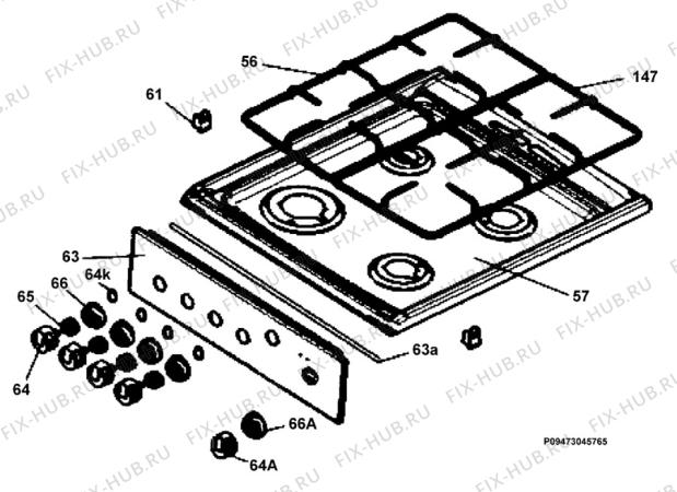Взрыв-схема плиты (духовки) Electrolux EKK510103W - Схема узла Section 4
