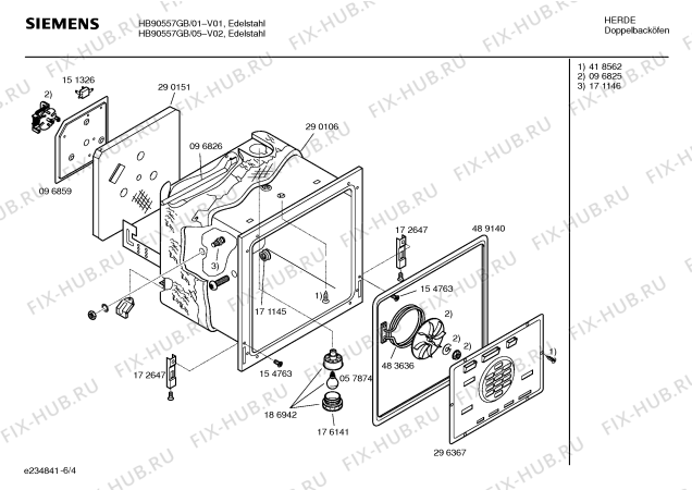 Взрыв-схема плиты (духовки) Siemens HB90557GB - Схема узла 04
