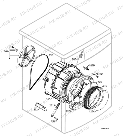 Взрыв-схема стиральной машины Aeg L60460MFL - Схема узла Functional parts 267