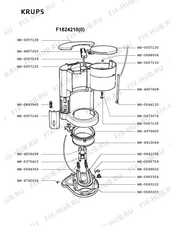 Взрыв-схема кофеварки (кофемашины) Krups F1824210(0) - Схема узла BP001451.9P2