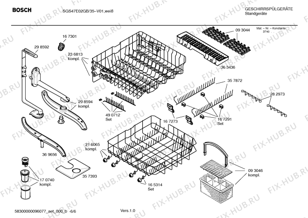 Взрыв-схема посудомоечной машины Bosch SGS47E02GB - Схема узла 06