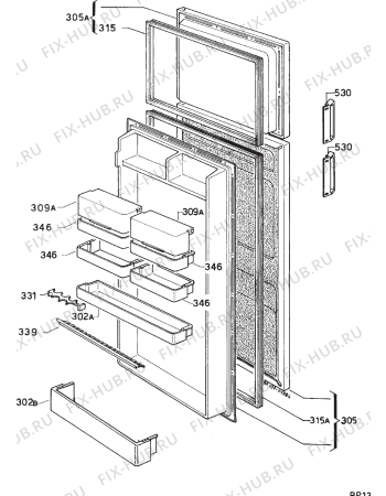Взрыв-схема холодильника Zanussi Z27.2G - Схема узла Door 003