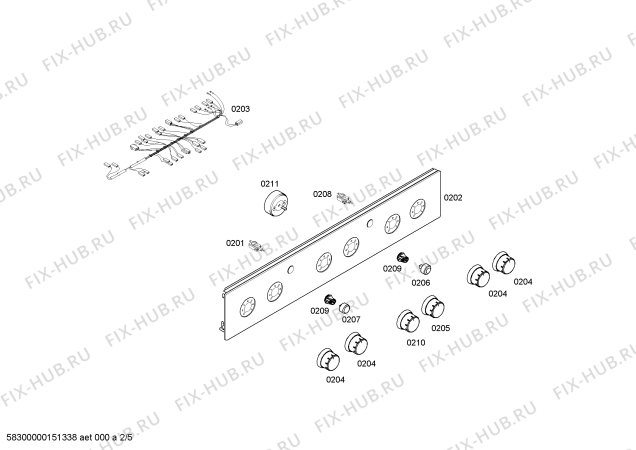 Взрыв-схема плиты (духовки) Bosch HGG233121R - Схема узла 02