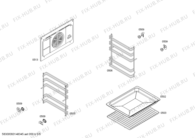 Взрыв-схема плиты (духовки) Bosch HBA21B451E Horno.BO.2d.B4.ME_Ti_Stop.pt_bsc.inox - Схема узла 05