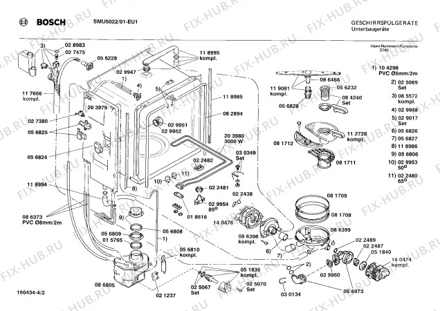 Взрыв-схема посудомоечной машины Bosch SMU5022 - Схема узла 02
