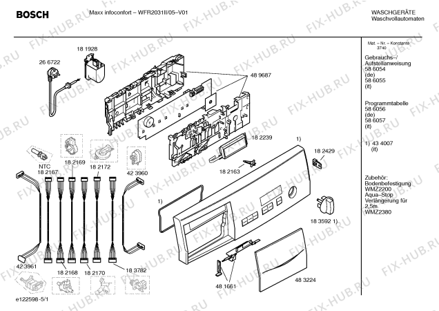 Схема №1 WFR2031II Maxx infoconfort WFR 2031 с изображением Инструкция по установке и эксплуатации для стиральной машины Bosch 00586055