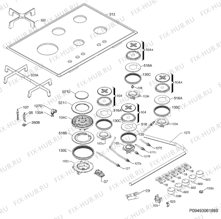 Схема №1 HG795540XB с изображением Поверхность для плиты (духовки) Aeg 3578833158