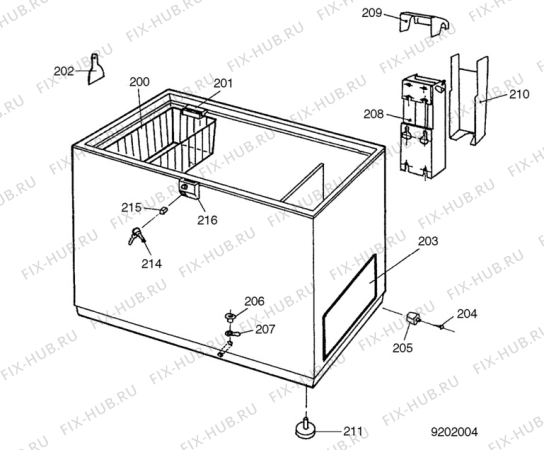 Взрыв-схема холодильника Castor CM2030 - Схема узла C30 Cabinet/interior B