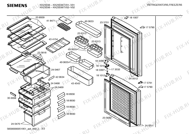 Взрыв-схема холодильника Siemens KK23E66TI - Схема узла 02