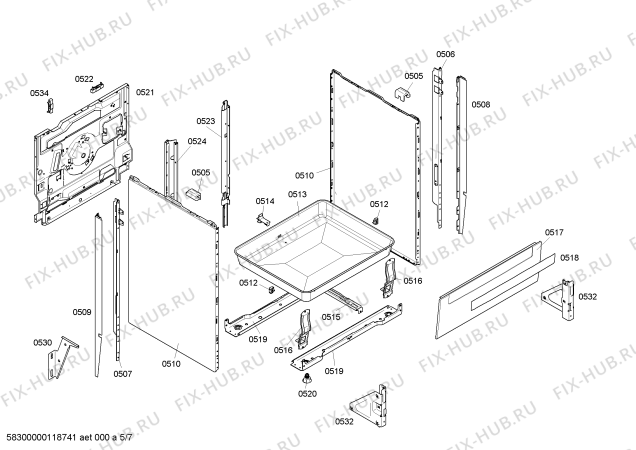 Взрыв-схема плиты (духовки) Bosch HLN122020E - Схема узла 05