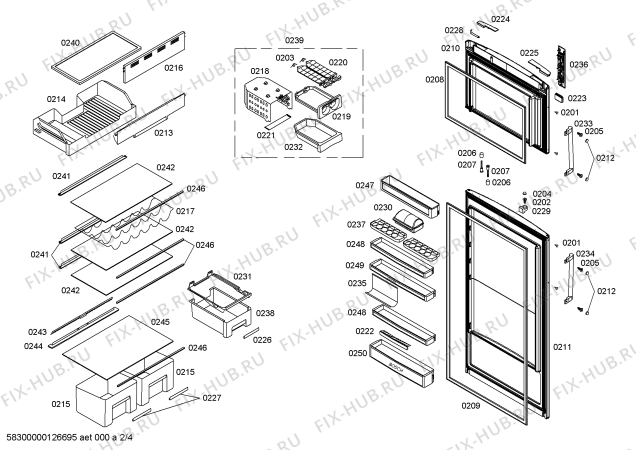 Схема №1 KDN36A00 с изображением Дверь для холодильной камеры Bosch 00245734