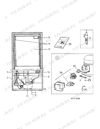 Взрыв-схема холодильника Zanussi ZFC340C - Схема узла Cooling system 017