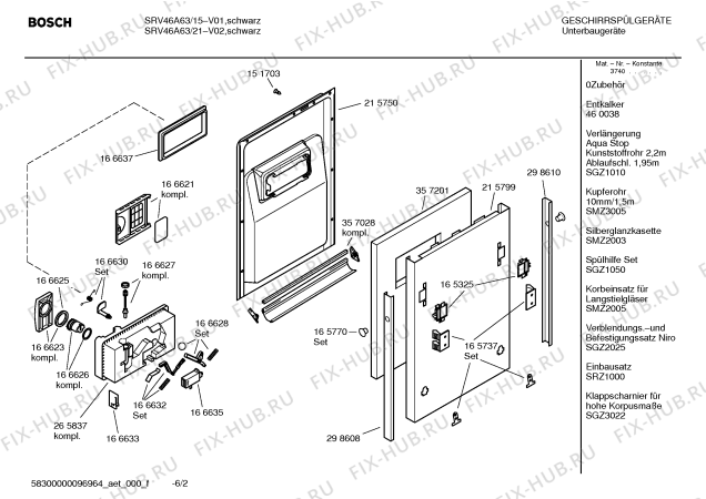 Схема №1 SRV33A13 с изображением Инструкция по эксплуатации для посудомоечной машины Bosch 00586728