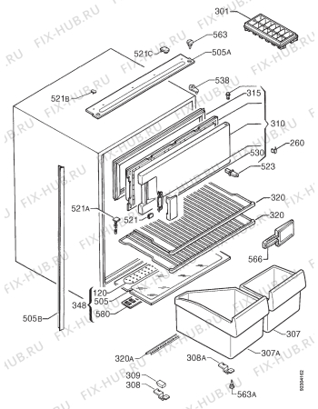 Взрыв-схема холодильника Zanussi ZI7163 - Схема узла Housing 001