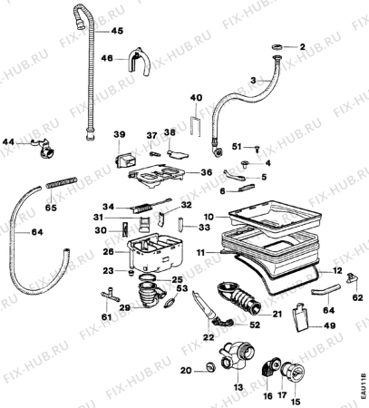 Взрыв-схема стиральной машины Electrolux EW1047K - Схема узла Water equipment