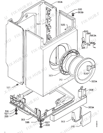 Взрыв-схема стиральной машины Rosenlew RTF810 - Схема узла Cabinet + armatures