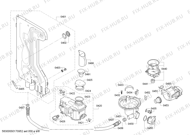 Взрыв-схема посудомоечной машины Bosch SMI50D42EU SilencePlus - Схема узла 04