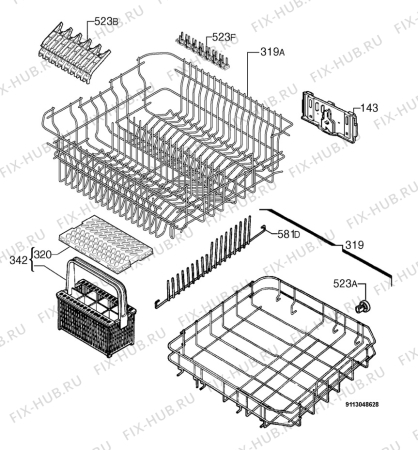 Взрыв-схема посудомоечной машины Etna AFI8527ZT/E06 - Схема узла Basket 160