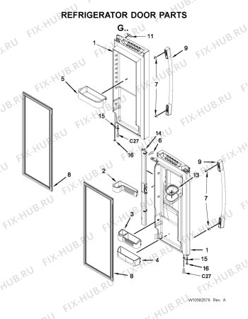 Схема №1 5MFX257AA с изображением Элемент корпуса для холодильника Whirlpool 482000012387