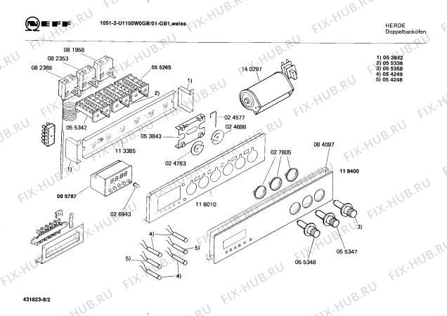 Схема №2 U1150W1GB 1051-2 с изображением Ручка для плиты (духовки) Bosch 00055348