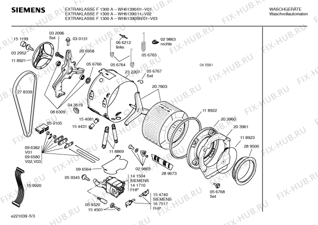 Схема №1 WH61390 EXTRAKLASSE F1300A с изображением Инструкция по эксплуатации для стиральной машины Siemens 00518418