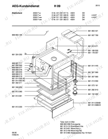 Взрыв-схема плиты (духовки) Aeg 2000F-W DK - Схема узла Section2