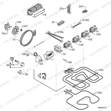 Взрыв-схема плиты (духовки) Privileg 441247_61110 - Схема узла Electrical equipment 268