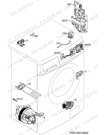 Взрыв-схема стиральной машины Rex RWM1044EDU - Схема узла Electrical equipment 268