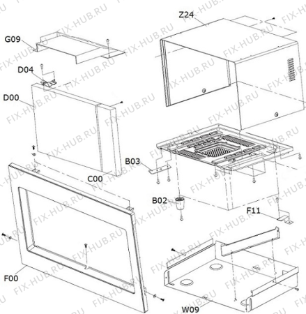 Взрыв-схема микроволновой печи Gorenje BM251S7XG (503767, XY925Z) - Схема узла 03