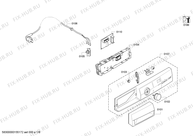 Схема №1 3SC74300A с изображением Панель управления для сушилки Bosch 00701534