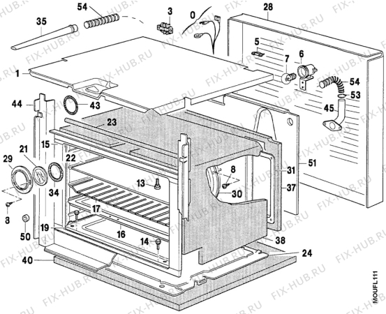 Взрыв-схема плиты (духовки) Faure CFM587M - Схема узла Oven body