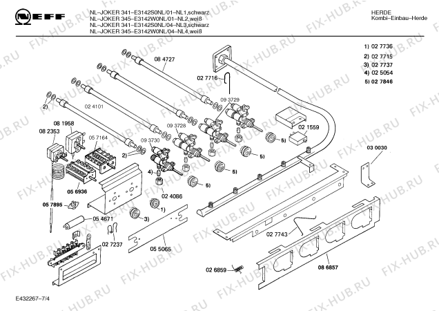Схема №1 E3158W0NL NL-JOKER 355 A CLOU с изображением Трансформатор поджига для духового шкафа Bosch 00032788