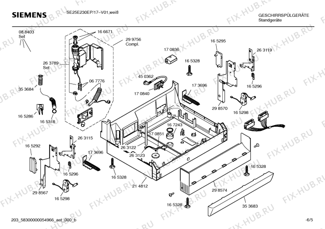 Взрыв-схема посудомоечной машины Siemens SE25E230EP - Схема узла 05