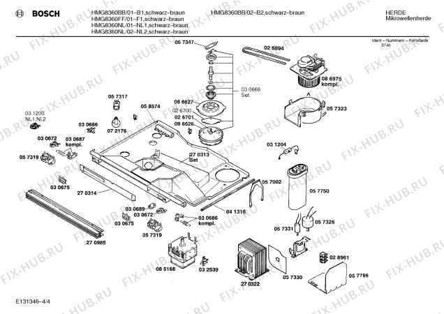 Взрыв-схема микроволновой печи Bosch HMG8360FF - Схема узла 04