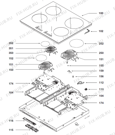 Взрыв-схема плиты (духовки) Gorenje HI1640 EU   -Induction hob (900002306, HI1640) - Схема узла 02