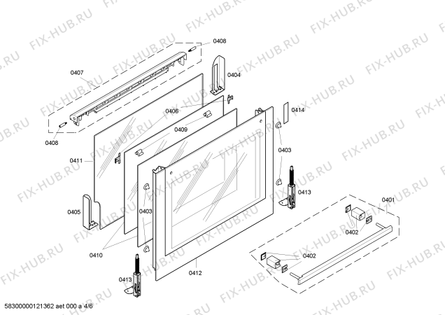 Взрыв-схема плиты (духовки) Bosch HBN38075K - Схема узла 04